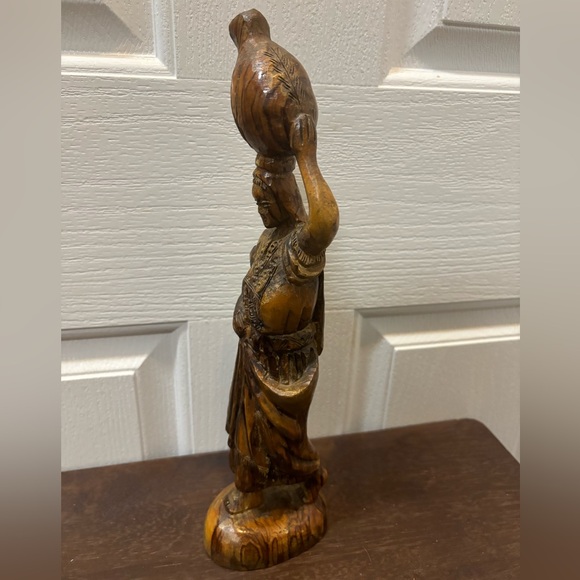 Wood Sculpture Statue Art Figurine Carved Woman Detailed Outfit. - Picture 14 of 16